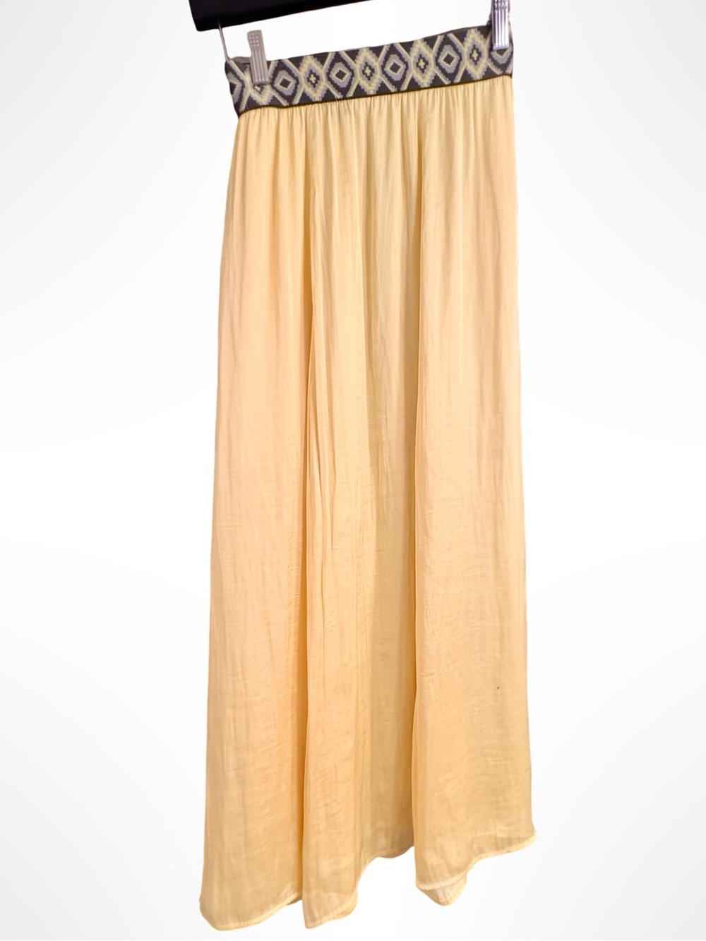 Valerie Stevens Boho Printed Elastic Waist Silk Blend Maxi Skirt Yellow XL - Picture 10 of 16